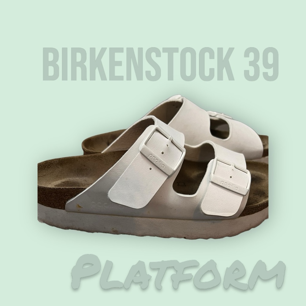 White platform Birkenstock sandals 39